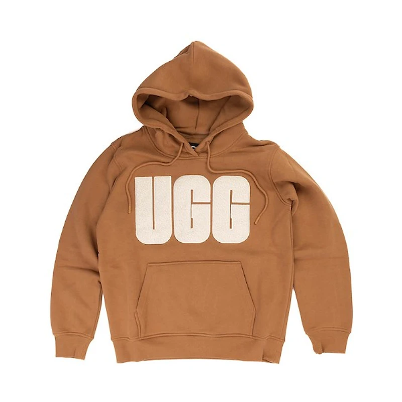 Chandail à capuchon UGG® Rey UGGfluff™ Logo pour femmes - Marron / Blanc cassé