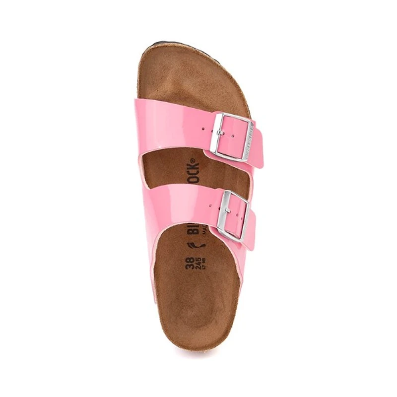 Sandale Birkenstock Arizona en cuir verni pour femmes - Rose bonbon
