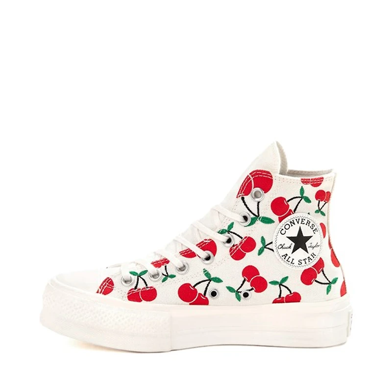 Basket Converse Chuck Taylor All Star Hi Lift pour femmes - Blanc cassé / Cerises