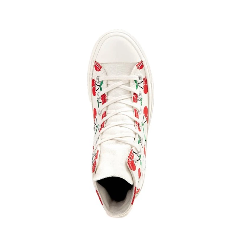Basket Converse Chuck Taylor All Star Hi Lift pour femmes - Blanc cassé / Cerises