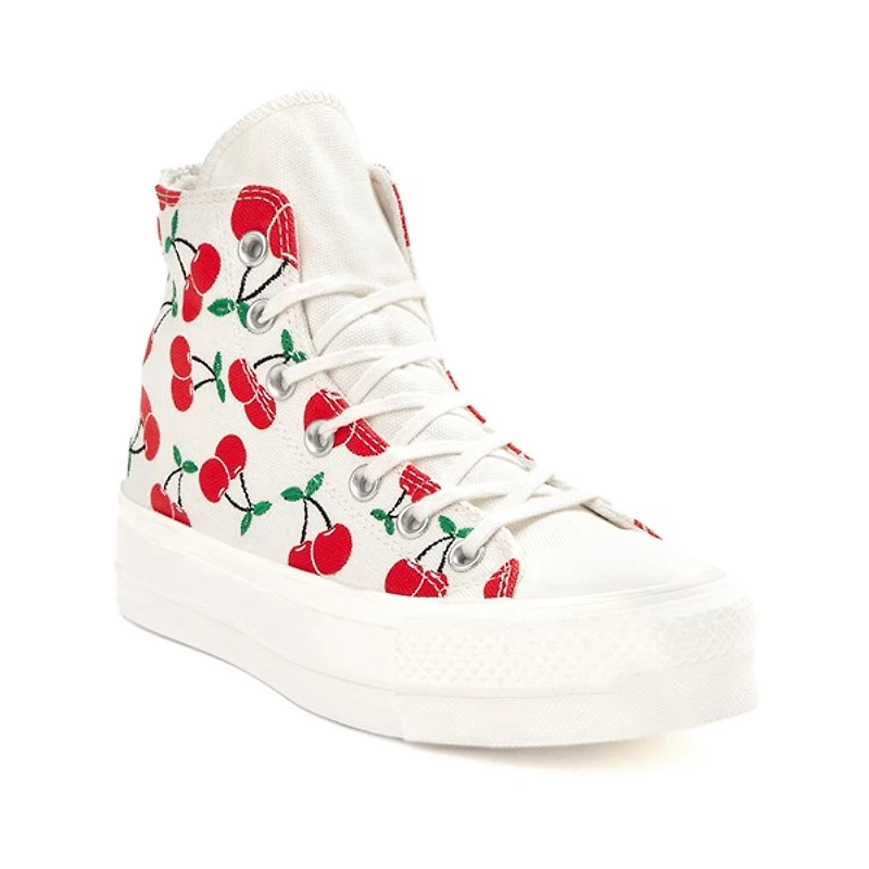 Basket Converse Chuck Taylor All Star Hi Lift pour femmes - Blanc cassé / Cerises