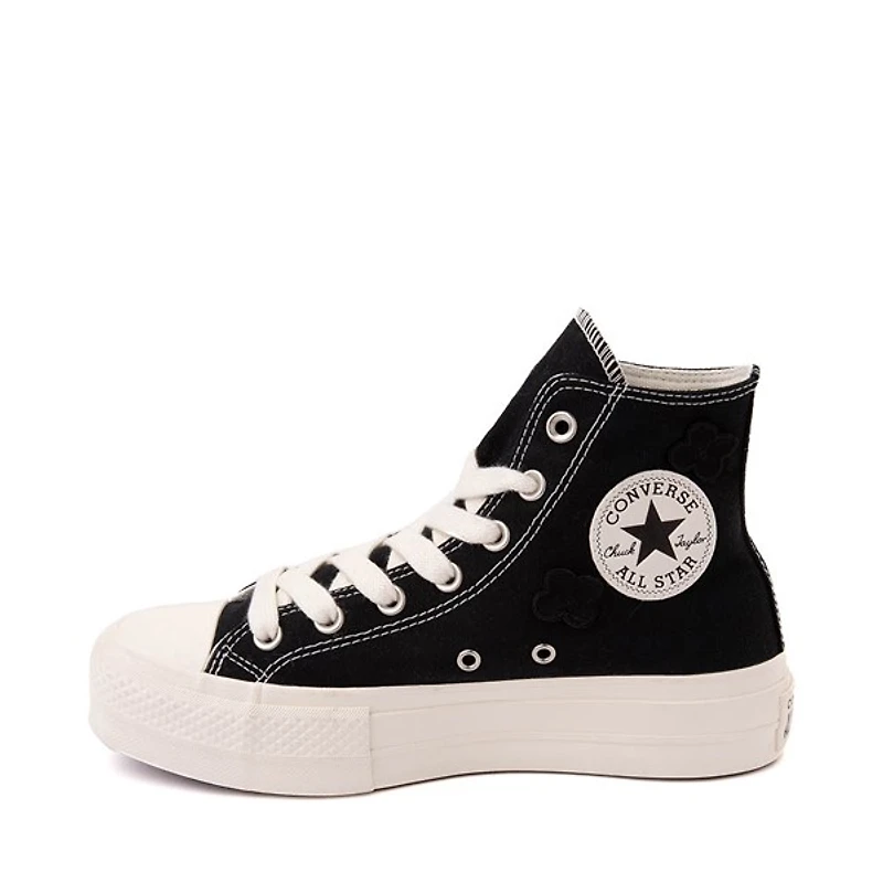 Basket Converse Chuck Taylor All Star Hi Lift Flower Play pour femmes - Noir / Blanc Cassé