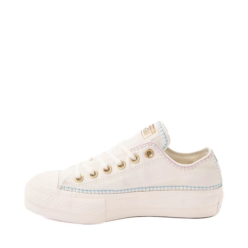 Basket Converse Chuck Taylor All Star Lo Lift Stitch pour femmes - Blanc cassé / Bleu ciel