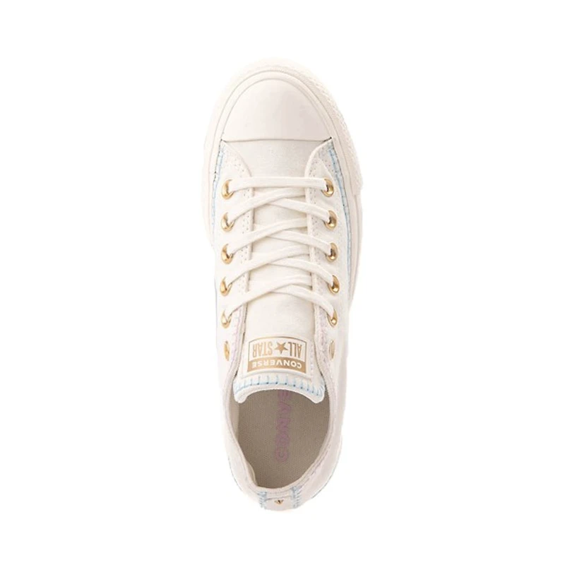 Basket Converse Chuck Taylor All Star Lo Lift Stitch pour femmes - Blanc cassé / Bleu ciel