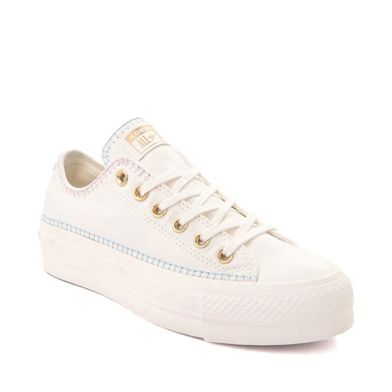Basket Converse Chuck Taylor All Star Lo Lift Stitch pour femmes - Blanc cassé / Bleu ciel