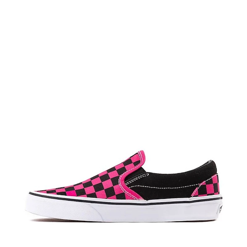 Chaussure de skate sans lacets Vans à motif en damier - Rose / Noire