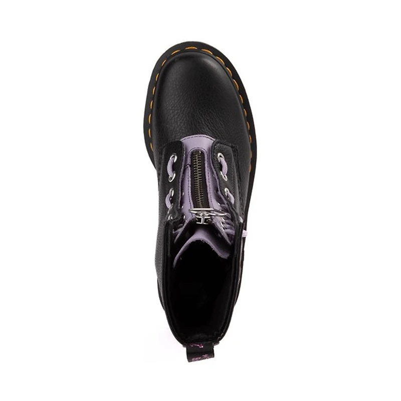 Botte Dr. Martens 1460 à 8 œillets Zip Heart pour femmes - Noire / Lavande
