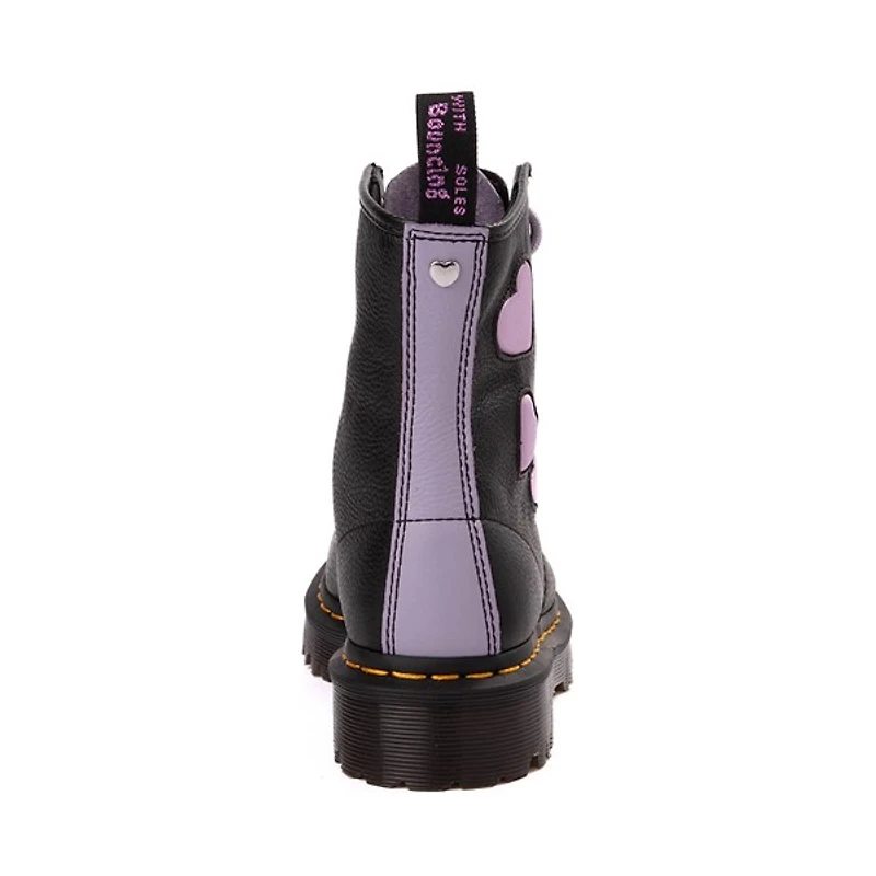 Botte Dr. Martens 1460 à 8 œillets Zip Heart pour femmes - Noire / Lavande