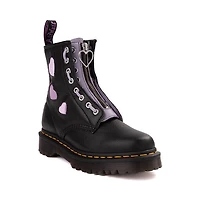 Botte Dr. Martens 1460 à 8 œillets Zip Heart pour femmes - Noire / Lavande