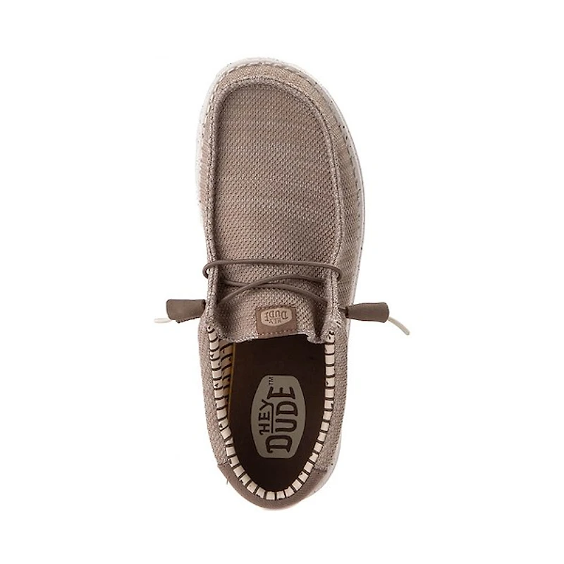 Chaussure décontractée sans lacets HEYDUDE Wally Stretch Sox pour hommes - Brun clair