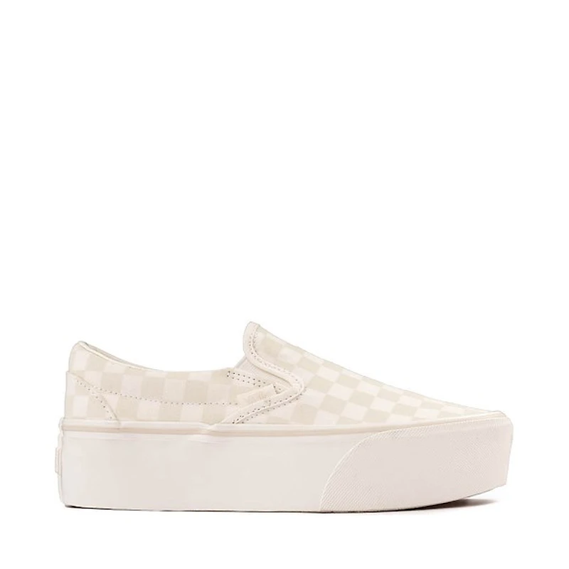 Vans Slip-On Stackform Checkerboard Skate Shoe - Marshmallow White / Turtledove