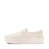 Vans Slip-On Stackform Checkerboard Skate Shoe - Marshmallow White / Turtledove