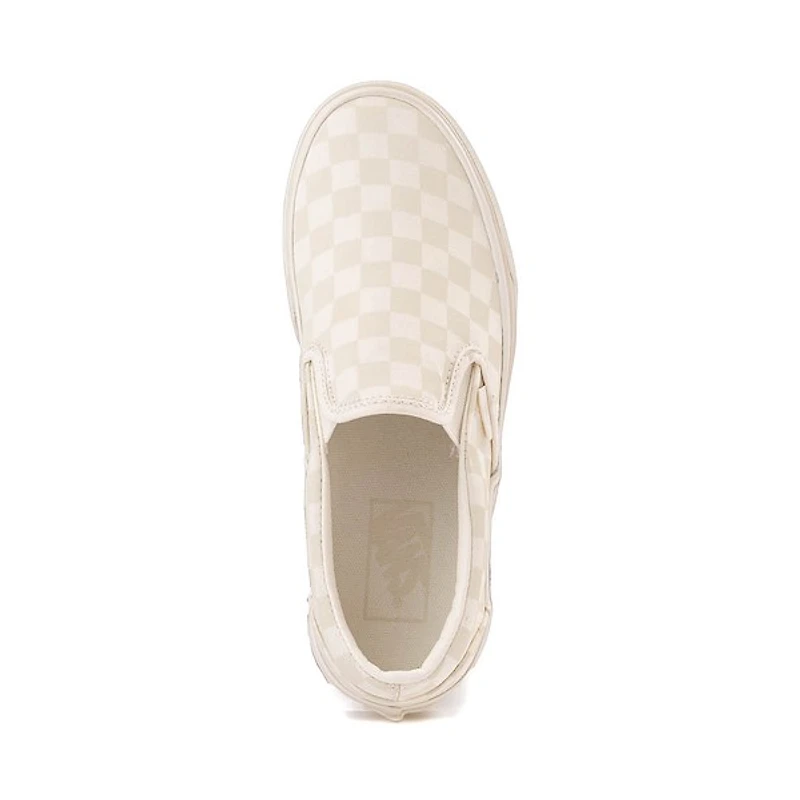 Chaussure de skate compensée sans lacets Vans à notif en damier - Blanc guimauve / Crème