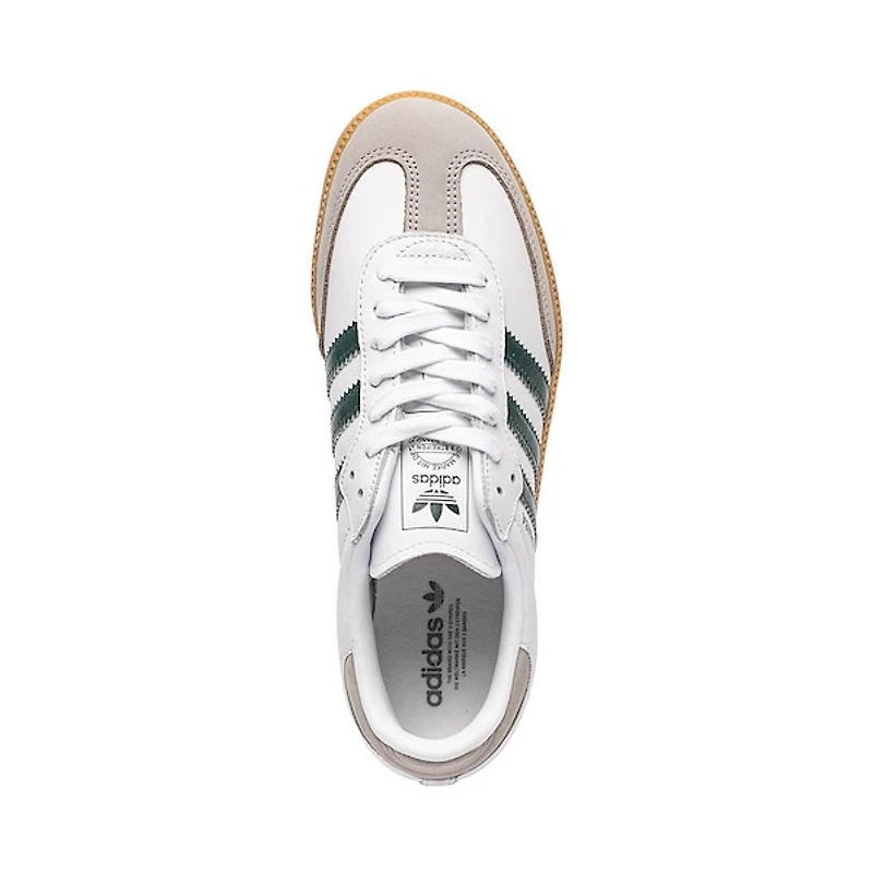 Chaussure athlétique adidas Samba OG pour femmes - Blanche / Vert forêt Grise