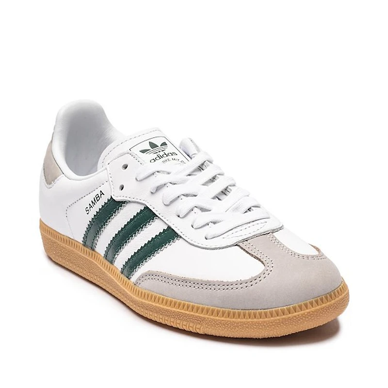 Chaussure athlétique adidas Samba OG pour femmes - Blanche / Vert forêt Grise