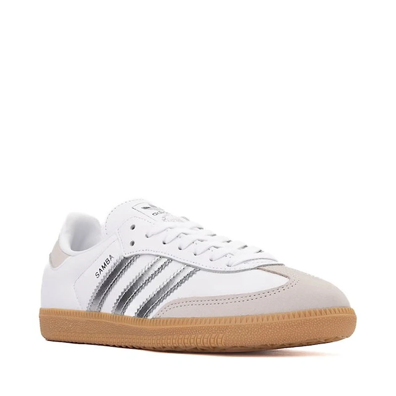 Chaussure athlétique adidas Samba OG pour femmes - Blanche / Argentée Gomme