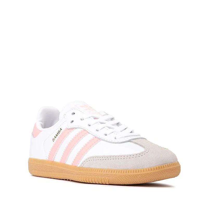Chaussure athlétique adidas Samba OG - Enfants - Blanche / Rose pâle / Gomme
