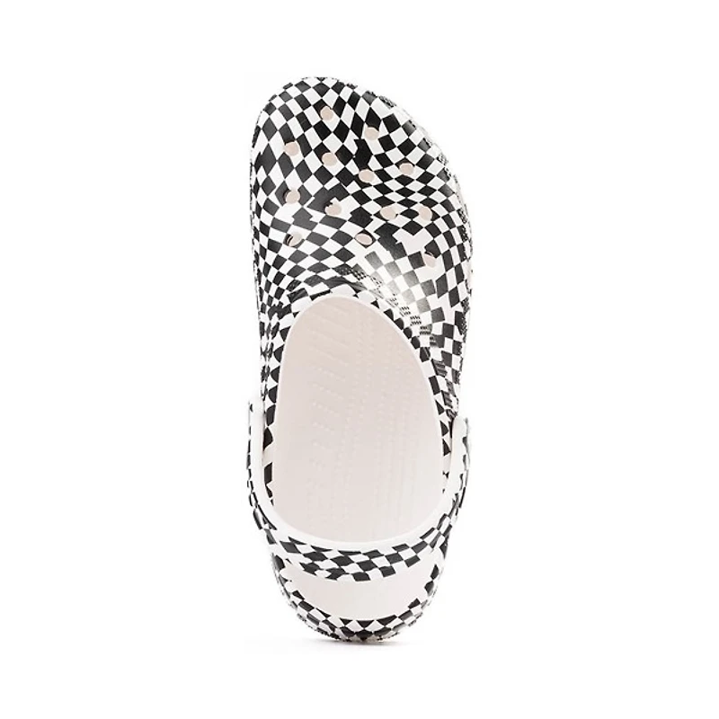 Sabot classique Crocs à motif damier déformé - Blanc / Noir