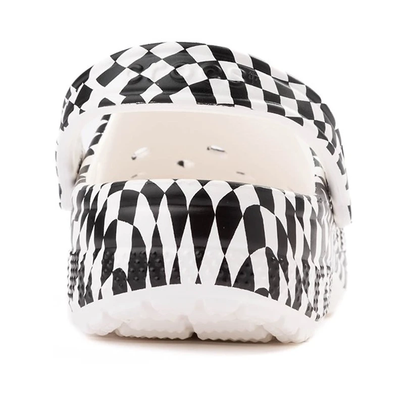 Sabot classique Crocs à motif damier déformé - Blanc / Noir