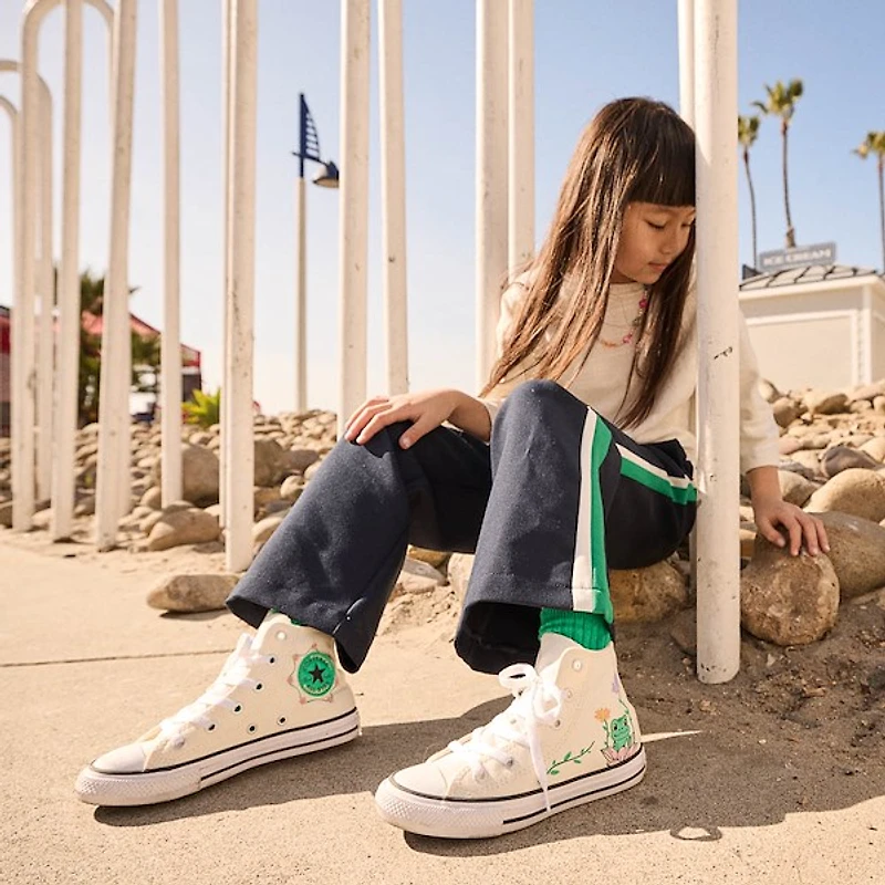 Basket Converse Chuck Taylor All Star Hi Frog Garden - Enfants Blanc cassé
