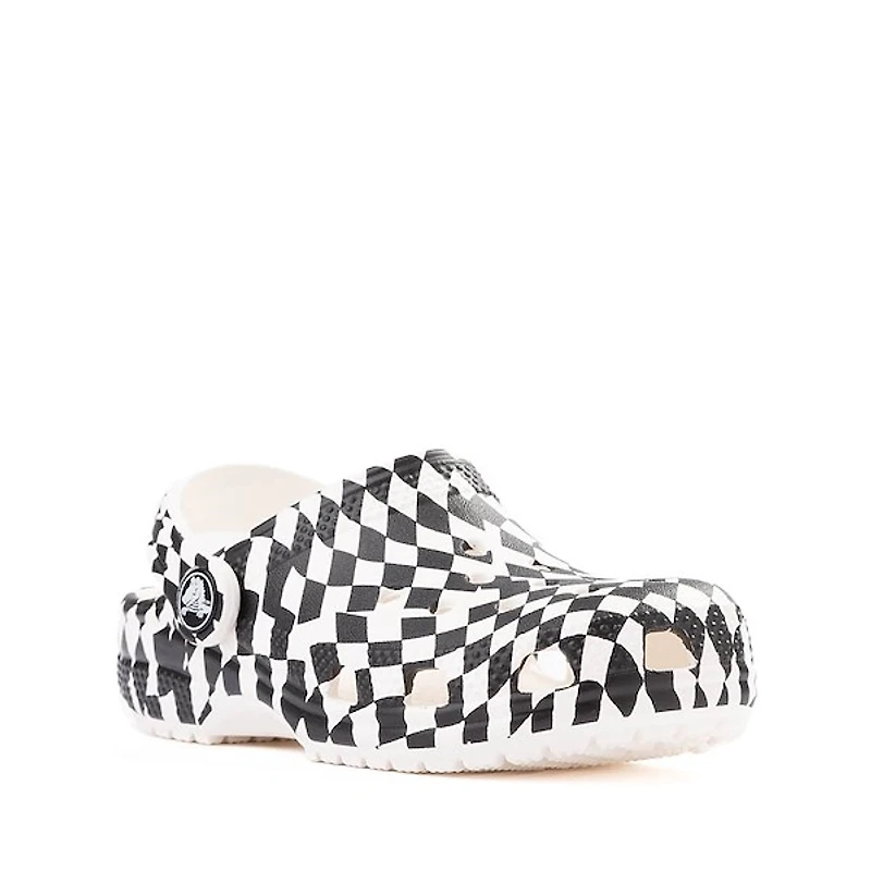 Sabot classique Crocs à motif damier déformé - Enfants / Junior Blanc Noir