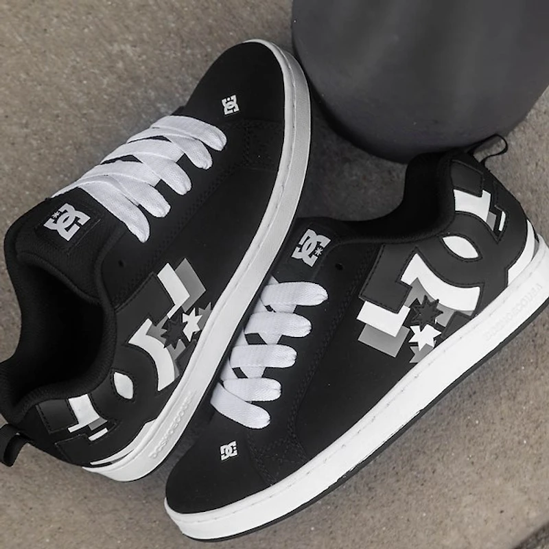 Womens DC Court Graffik 3D Skate Shoe - Black / White Grey