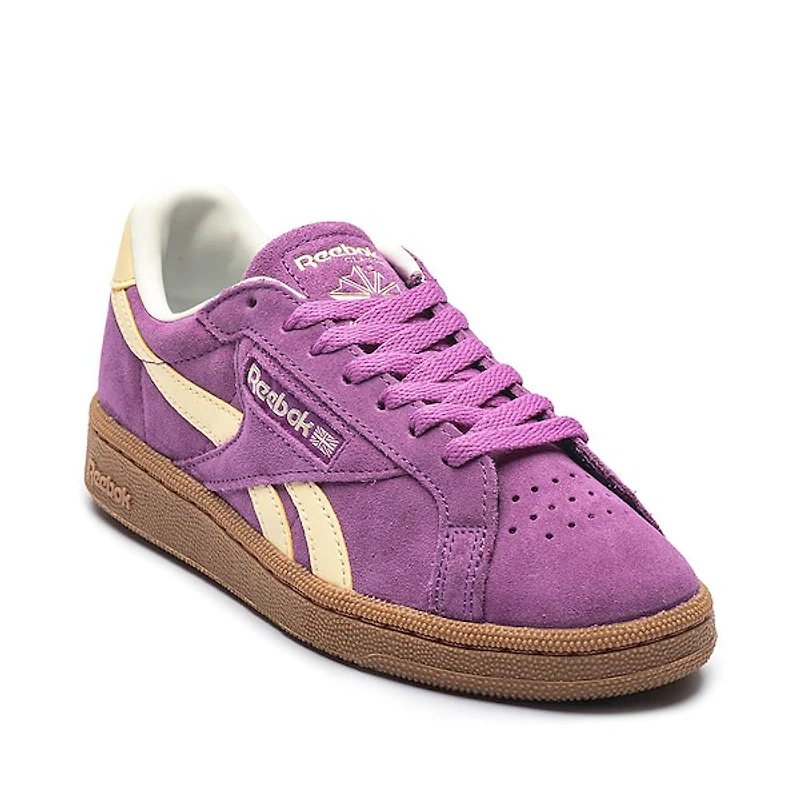 Chaussure athlétique Reebok Club C Grounds UK pour femmes - Mauve / Jaune pâle Gomme