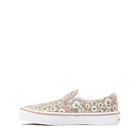 Vans Slip-On Daisies Skate Shoe - Little Kid Brown / White