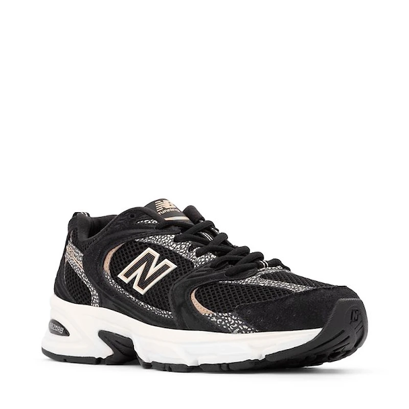 New Balance 530 Athletic Shoe - Black / Flat Taupe Leopard