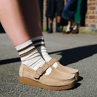 Womens Clarks Wallabee Evo T-Bar Mocassin - Dark Sand