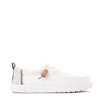 Mens HEYDUDE Wally Craft Linen Slip-On Casual Shoe - White