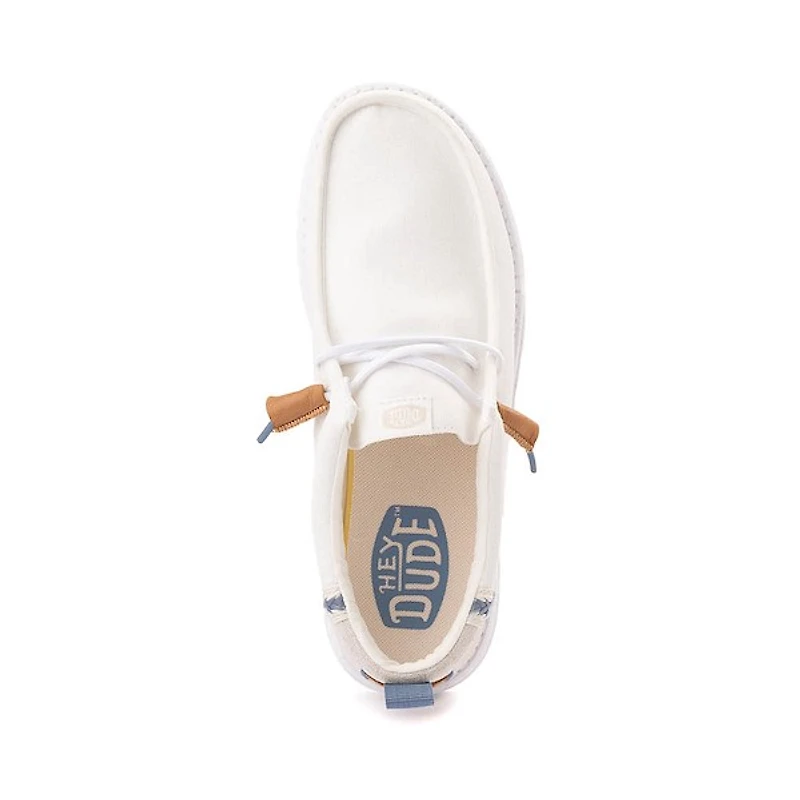 Mens HEYDUDE Wally Craft Linen Slip-On Casual Shoe - White