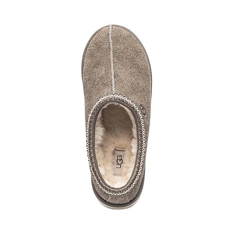 Pantoufle UGG® Tasman Shaggy en suède pour hommes - Brun fumée