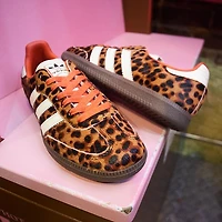 Womens adidas Samba OG Leopard Athletic Shoe - Core Black / Preloved Red Cream White