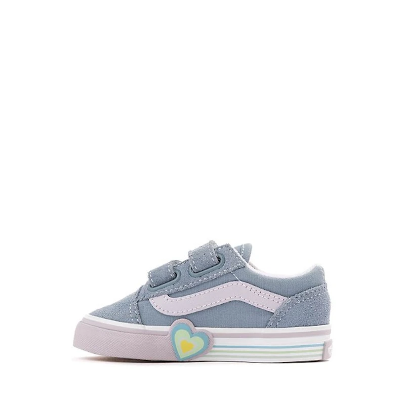 Vans Old Skool V Heart Skate Shoe - Baby / Toddler Citadel Blue
