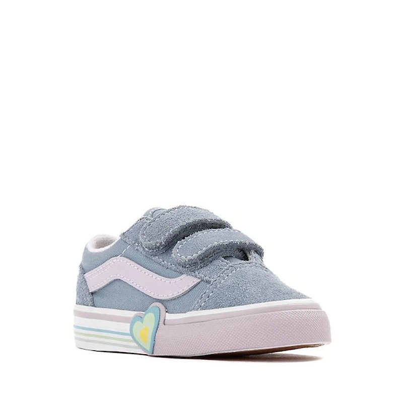 Vans Old Skool V Heart Skate Shoe - Baby / Toddler Citadel Blue