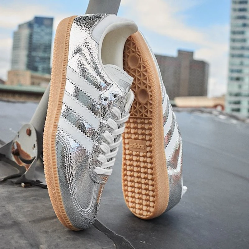 Womens adidas Samba OG Athletic Shoe - Silver Metallic / White Core