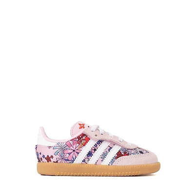 adidas x Liberty London Samba OG Comfort Closure Elastic Lace Athletic Shoe - Baby / Toddler Clear Pink Cloud White Gum