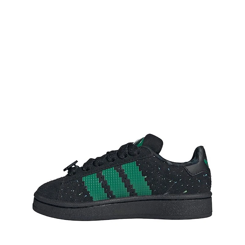 adidas x Minecraft Campus '00s Comfort Closure Elastic Lace Shoe - Little Kid Core Black / Semi Court Green Solar