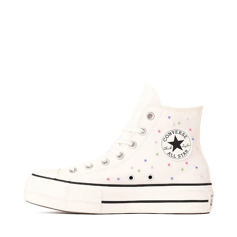Womens Converse Chuck Taylor All Star Lift Mini Studs High-Top Sneaker - Egret / Very Peri Black