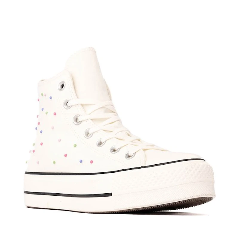 Womens Converse Chuck Taylor All Star Lift Mini Studs High-Top Sneaker - Egret / Very Peri Black