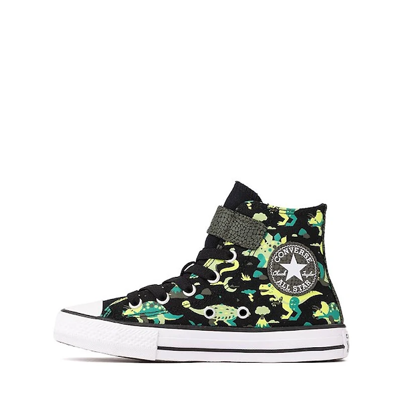Converse Chuck Taylor All Star Dinos Easy-On High-Top Sneaker - Little Kid Black / White Neon Mantis Green