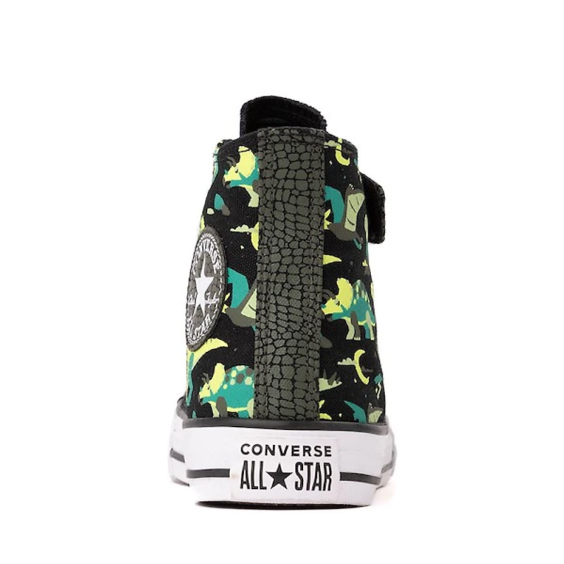 Converse Chuck Taylor All Star Dinos Easy-On High-Top Sneaker - Little Kid Black / White Neon Mantis Green