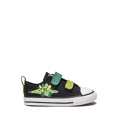 Converse Chuck Taylor All Star Dinos Easy-On Low-Top Sneaker - Baby / Toddler Black White Neon Mantis Green