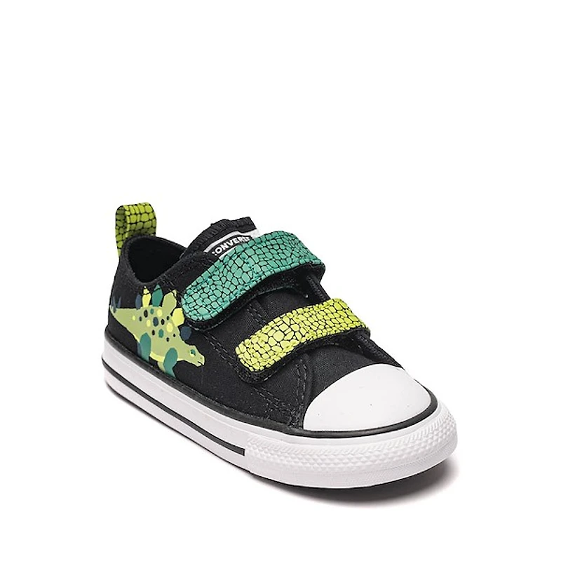 Converse Chuck Taylor All Star Dinos Easy-On Low-Top Sneaker - Baby / Toddler Black White Neon Mantis Green