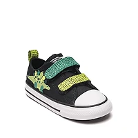 Converse Chuck Taylor All Star Dinos Easy-On Low-Top Sneaker - Baby / Toddler Black White Neon Mantis Green