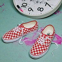 Vans Authentic Primary Checkerboard Skate Shoe - Racing Red / White
