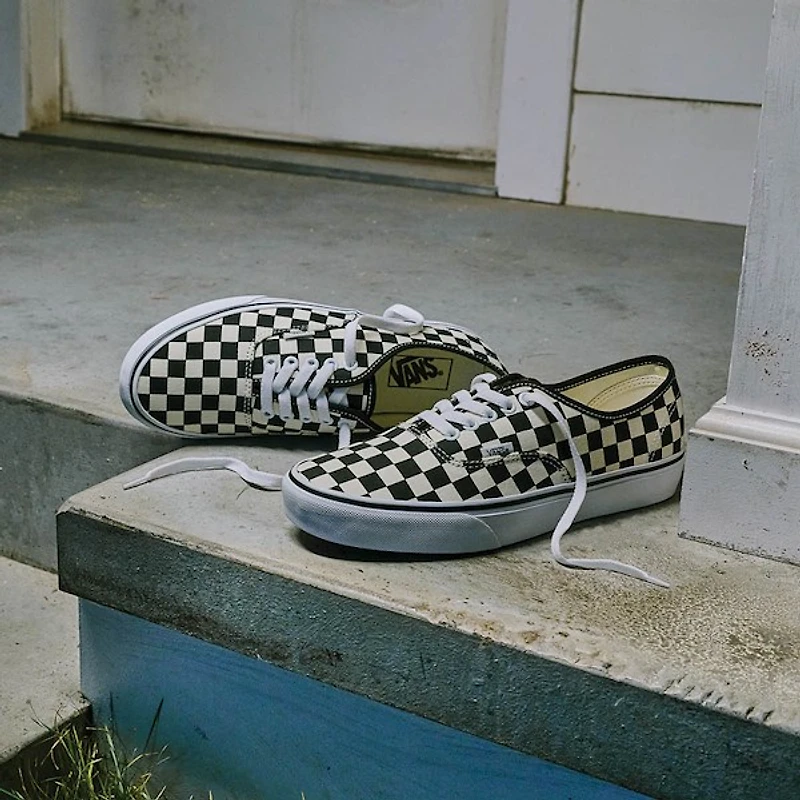 Vans Authentic Primary Checkerboard Skate Shoe - Black / White