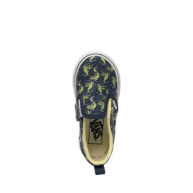 Vans Classic Slip-On V Glow-In-The-Dark Skate Shoe - Baby / Toddler Navy Blue Yellow