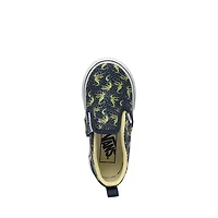 Vans Classic Slip-On V Glow-In-The-Dark Skate Shoe - Baby / Toddler Navy Blue Yellow